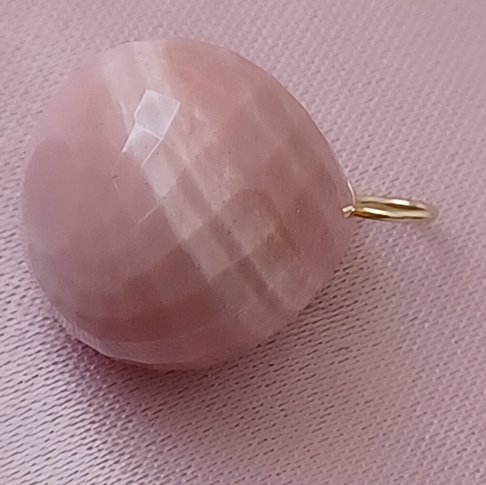 18k Natural Faceted  Pink Opal  Stone Pendant